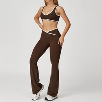 QUEENI Stylish Flared Legging Set - Coffee