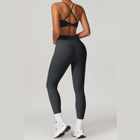 STELLA X-Back Crop Top Legging Set - Dark Grey