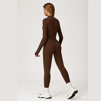 Sculpting Fleece Long-Sleeve Jumpsuit - Coffee