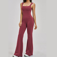 NINA Open Back Flare Jumpsuit - Maroon
