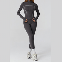 Sporty Chic 3pcs Jacket Legging Set - Dark Grey