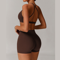 ELINA Comfy Sports Bra with Short Set - Coffee