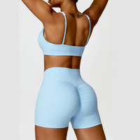 V-Top Scrunched Short Set - Blue