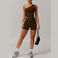 NANA Premium Single Shoulder Short Set - Coffee