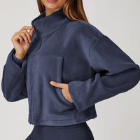 Winter Premium Coral Fleece Zip Jumper - Navy