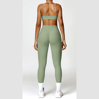 V-Top Skinny Scrunched Legging Set - Green