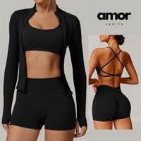 Sino Seamless 3pcs Short Set - Black