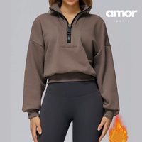 Classic Stylish Big Zip Winter Jumper - Brown