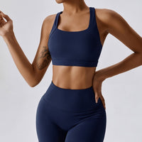 X-Back Line Skinny Legging Set - Navy Blue