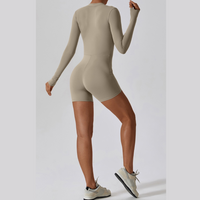 Long-Sleeve Zipper Romper - Creamy Grey