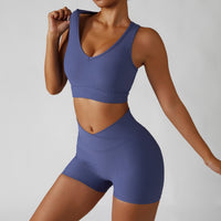 Foggy Purple Short Set - V Line