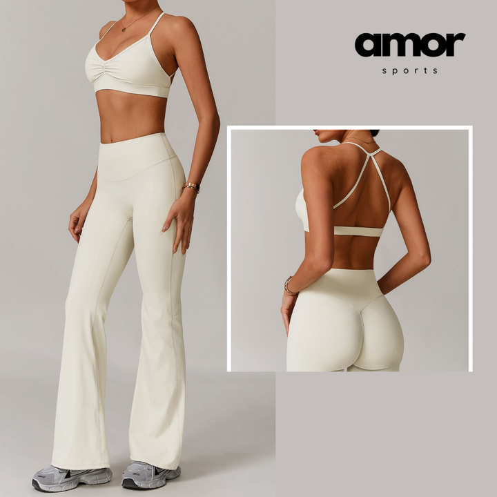 ELINA Comfy Sports Bra Flared Legging Set