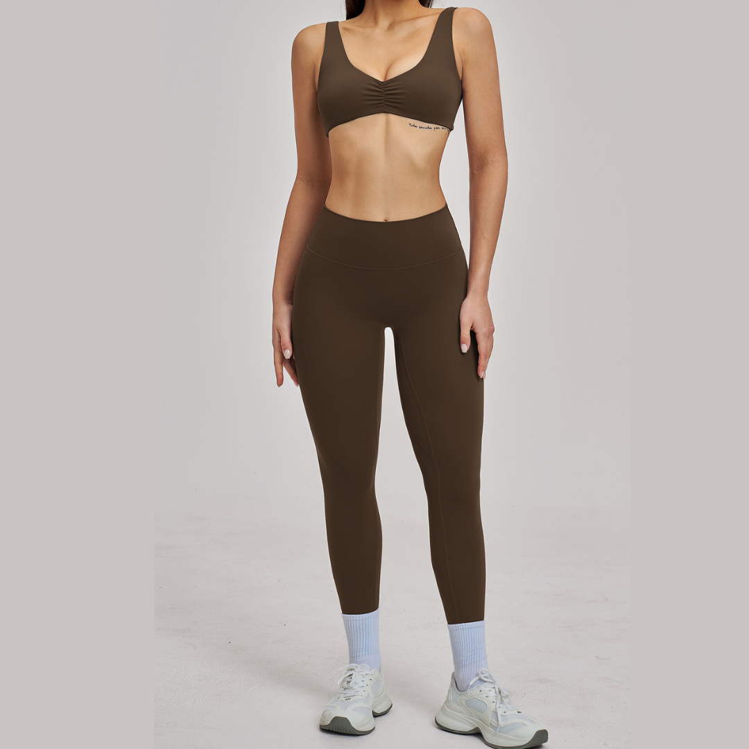 MARGO Sculpting Stylish Legging Set - Coffee