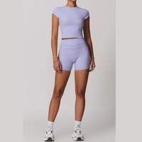 STELLA Short Sleeve Short Set - Lavender