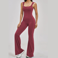 NINA Open Back Flare Jumpsuit - Maroon