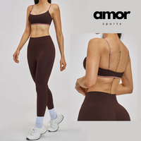 GRACE Stylish Sporty Legging Set - Coffee