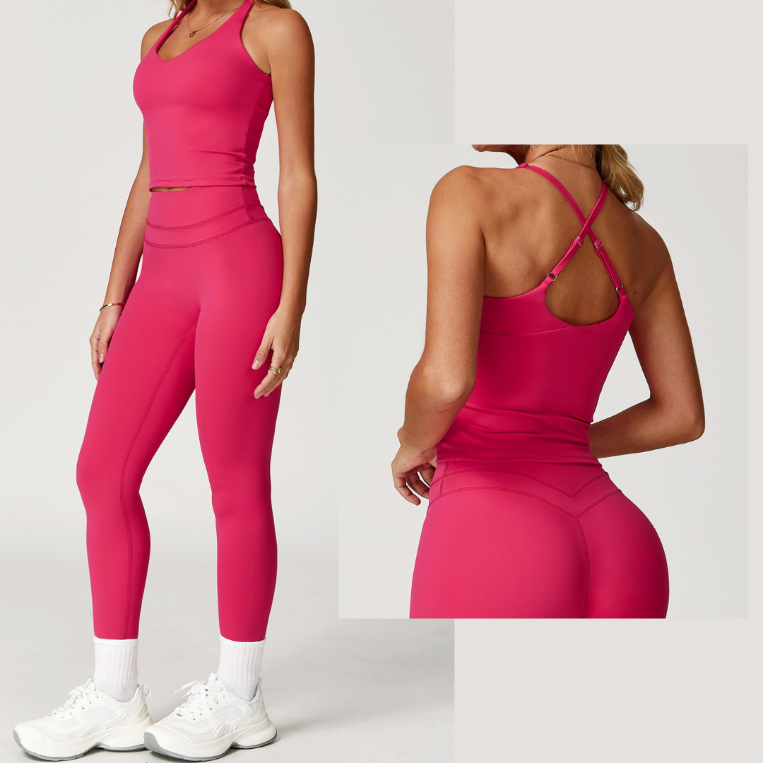 STELLA Vest Top Legging Set - Red Berry
