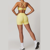 STELLA X-Back Crop Top Short Set - Yellow
