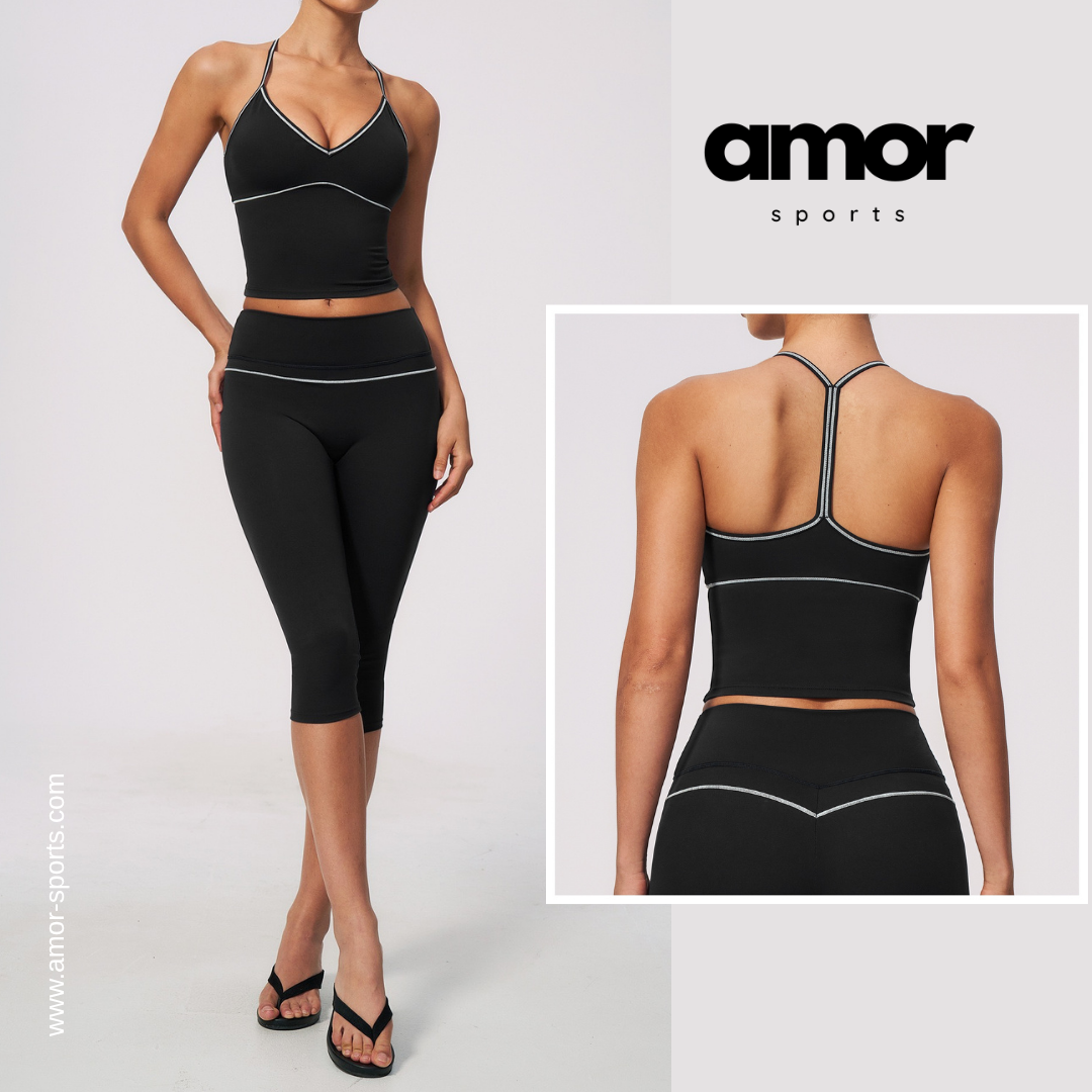 Andy Strappy Cropped Legging Set - Black