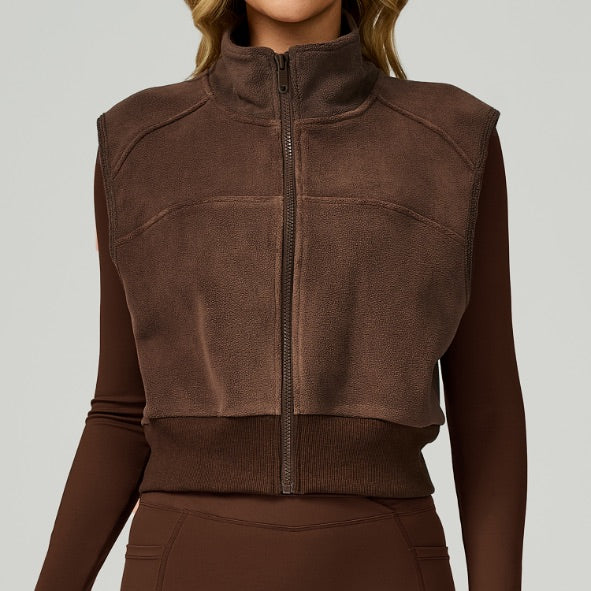 Cozy Winter Fleece Lined Vest Top - Coffee