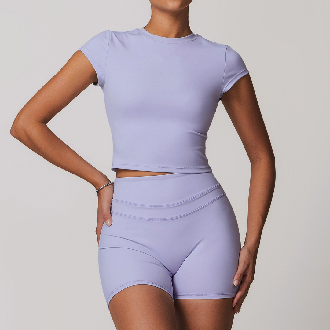 STELLA Short Sleeve Short Set - Lavender