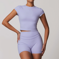 STELLA Short Sleeve Short Set - Lavender