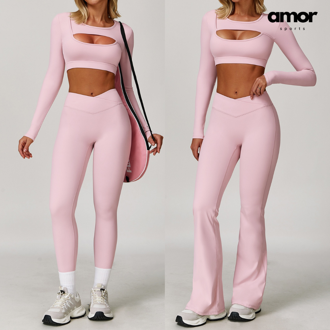 Cici Stylish Long Sleeve Legging Set - Pink