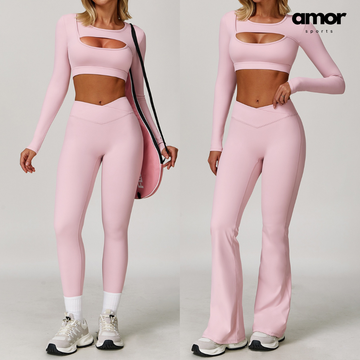 Cici Stylish Long Sleeve Legging Set - Pink