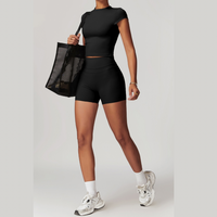 STELLA Short Sleeve Short Set - Black