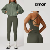 3pcs Coral Fleece Jumper Active Set - Green