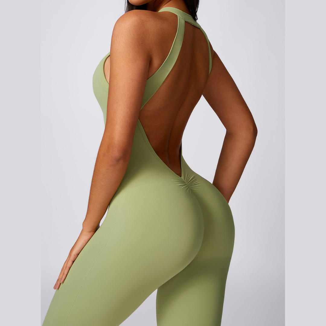 Effortless Stylish Scrunched Jumpsuit - Green