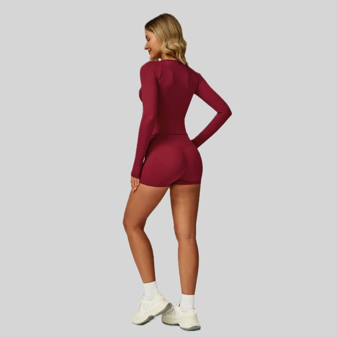 NIMO Long Sleeve Short Set - Cherry