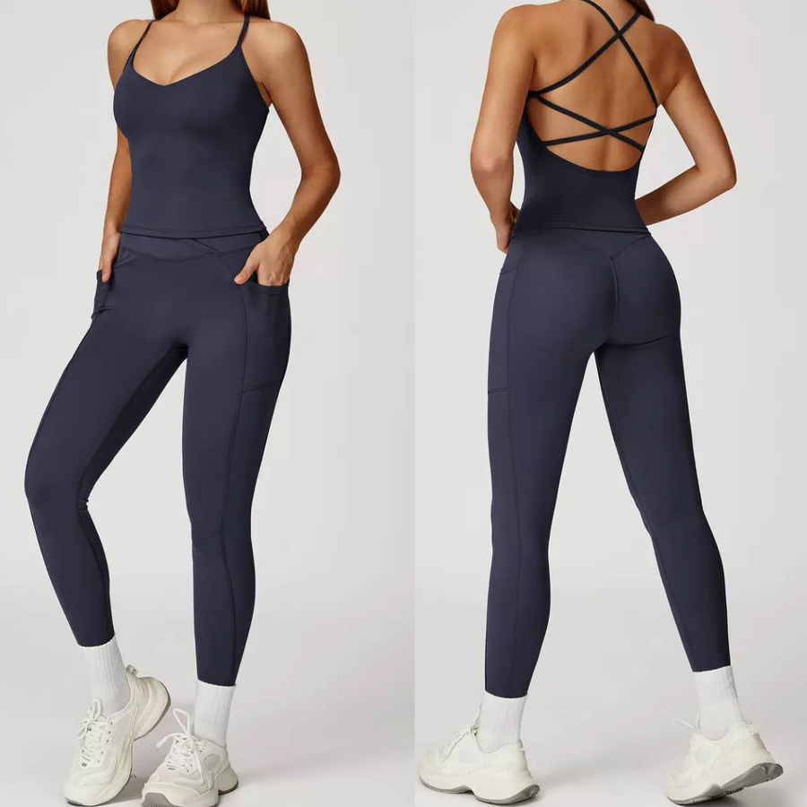 3pcs Coral Fleece Jumper Active Set - Navy