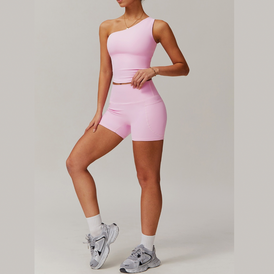 NANA Premium Single Shoulder Short Set - Pink