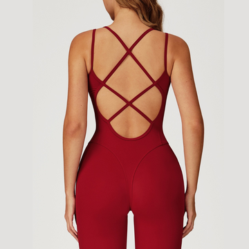 DIVA Cross-Back Sculpt Jumpsuit - Red