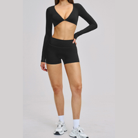 ALICE Contour Long Sleeve Short Set - Black