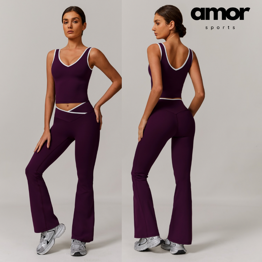 QUEENI Vest Top Legging Set - Purple