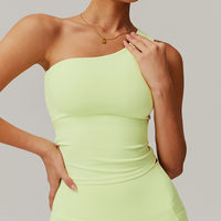 NANA Stylish Single Shoulder Crop Top - Green
