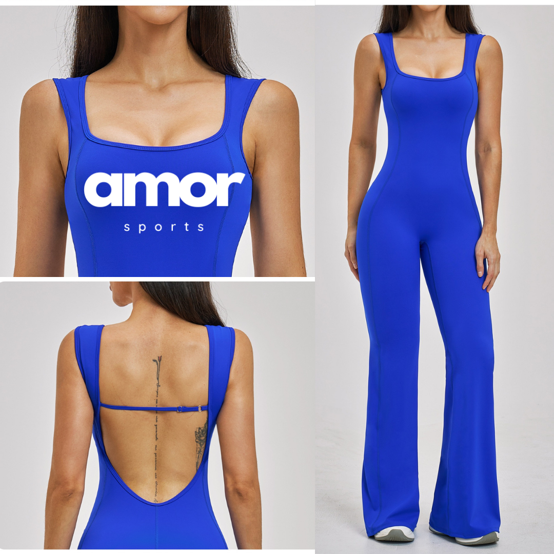 NINA Open Back Flare Jumpsuit - Electric Blue