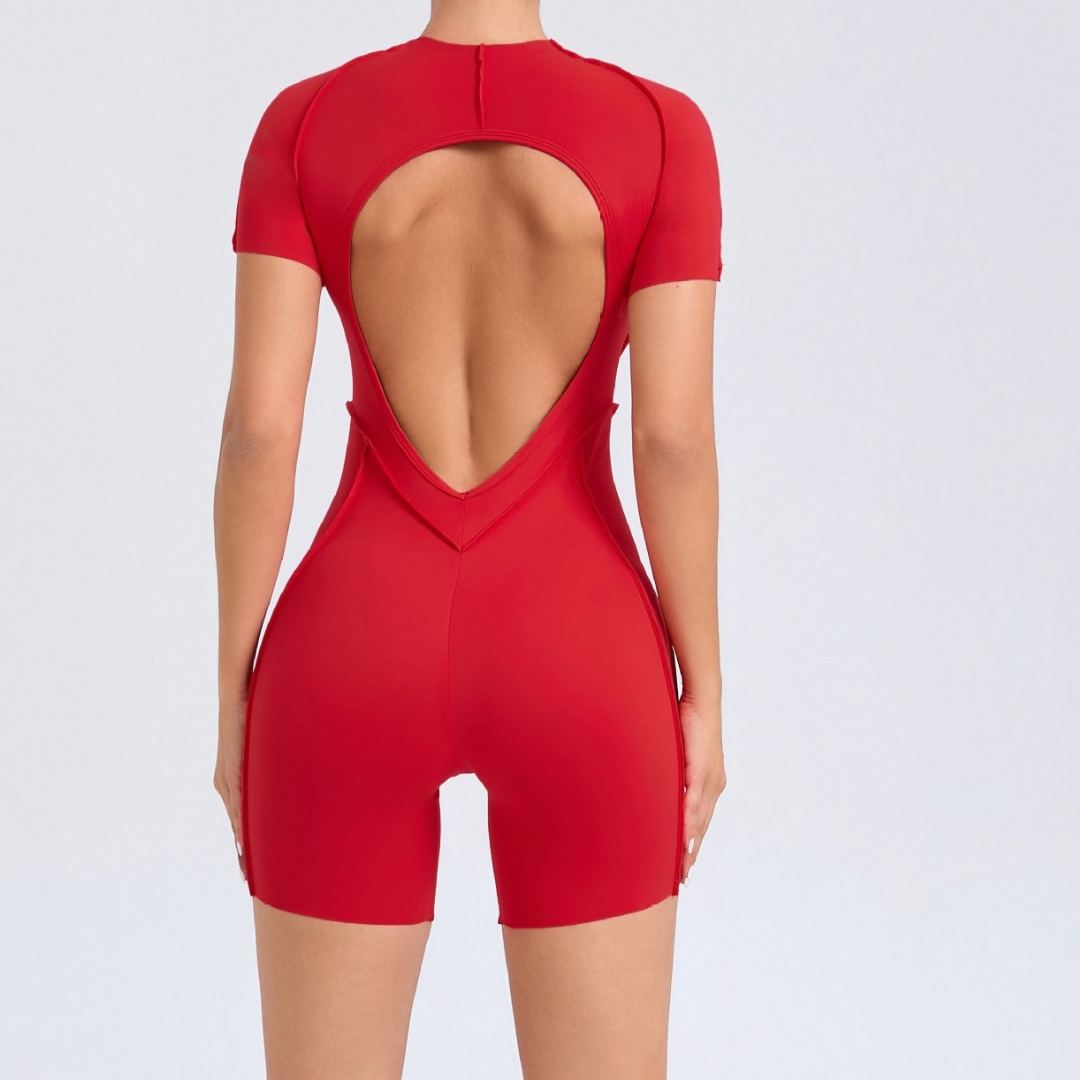ANNA Scrunched Romper - Red