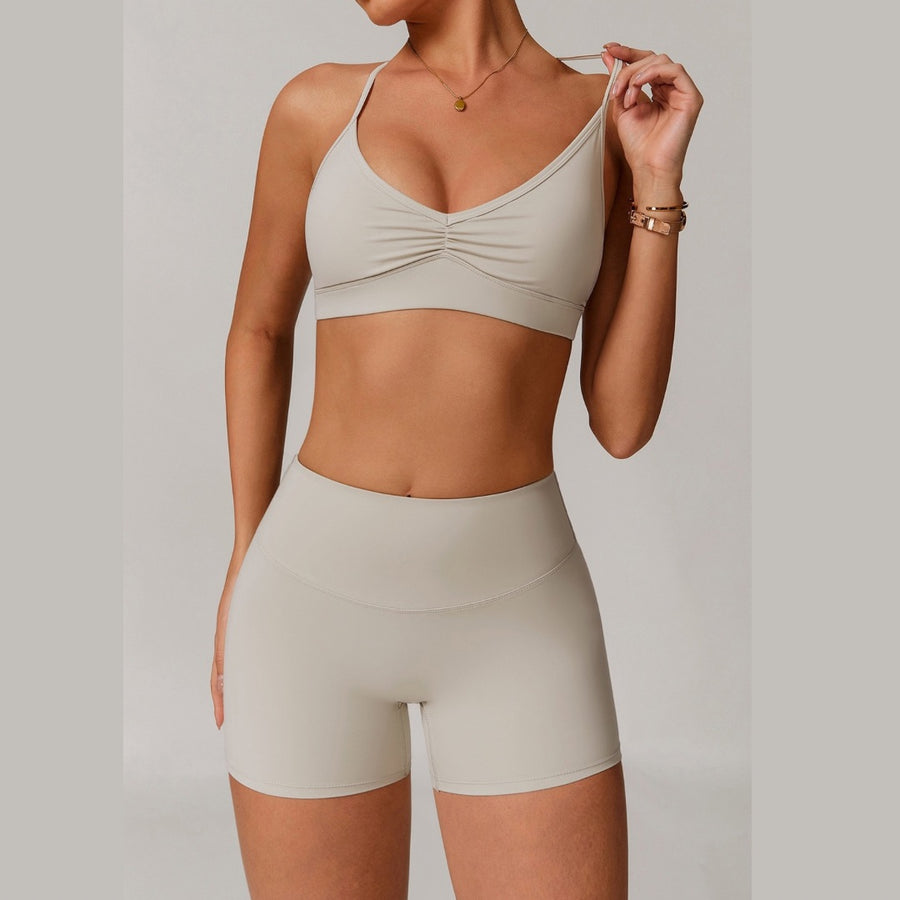 Reggiseno sportivo comodo ELINA con set corto - Beige