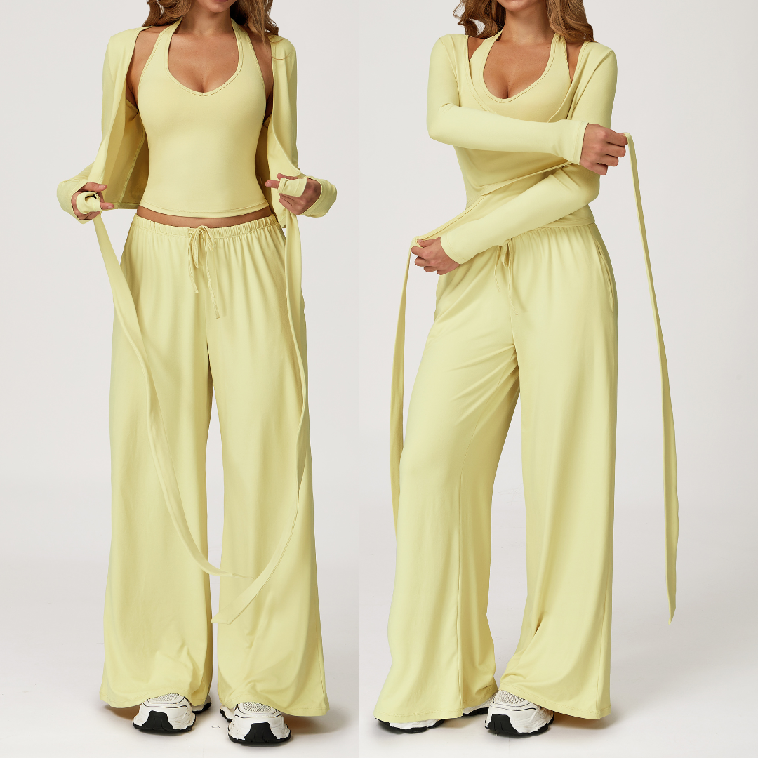 Σετ Κολάν με Φλατ Γιλέκο Aspasia - Κίτρινο