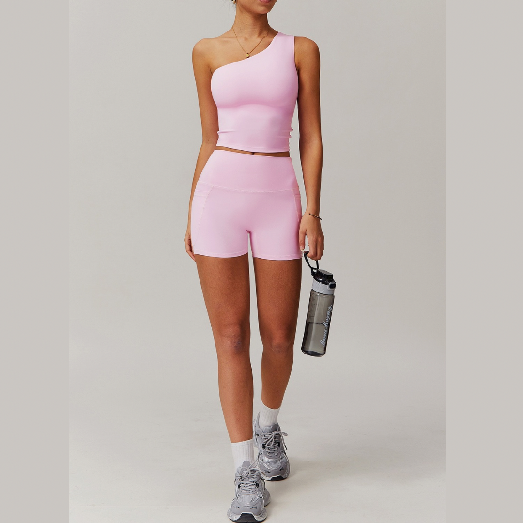 NANA Premium Single Shoulder Short Set - Pink