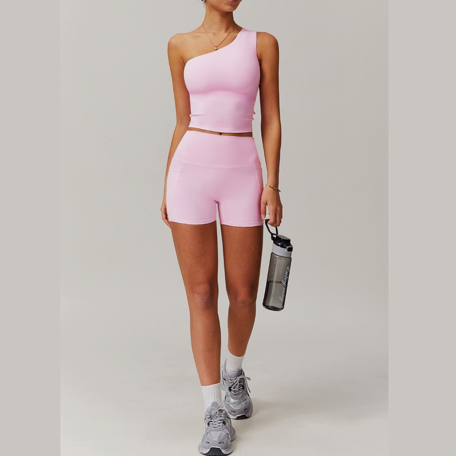 NANA Premium Single Shoulder Short Set - Pink