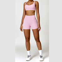 V-Top Scrunched Short Set - Ροζ 