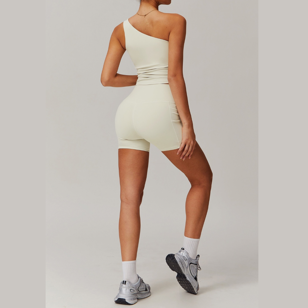 NANA Premium Single Shoulder Short Set - Beige