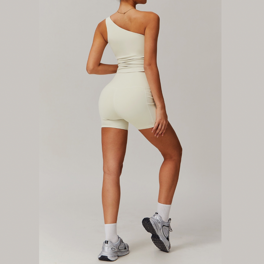 NANA Premium Single Shoulder Short Set - Beige