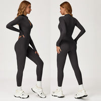 Sculpting Fleece Long-Sleeve Jumpsuit - Dark Grey