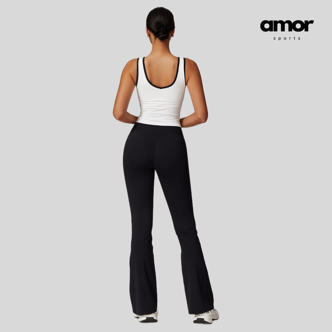 QUEENI Vest Top Legging Set - Black White