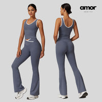 QUEENI Vest Top Legging Set - Off Purple